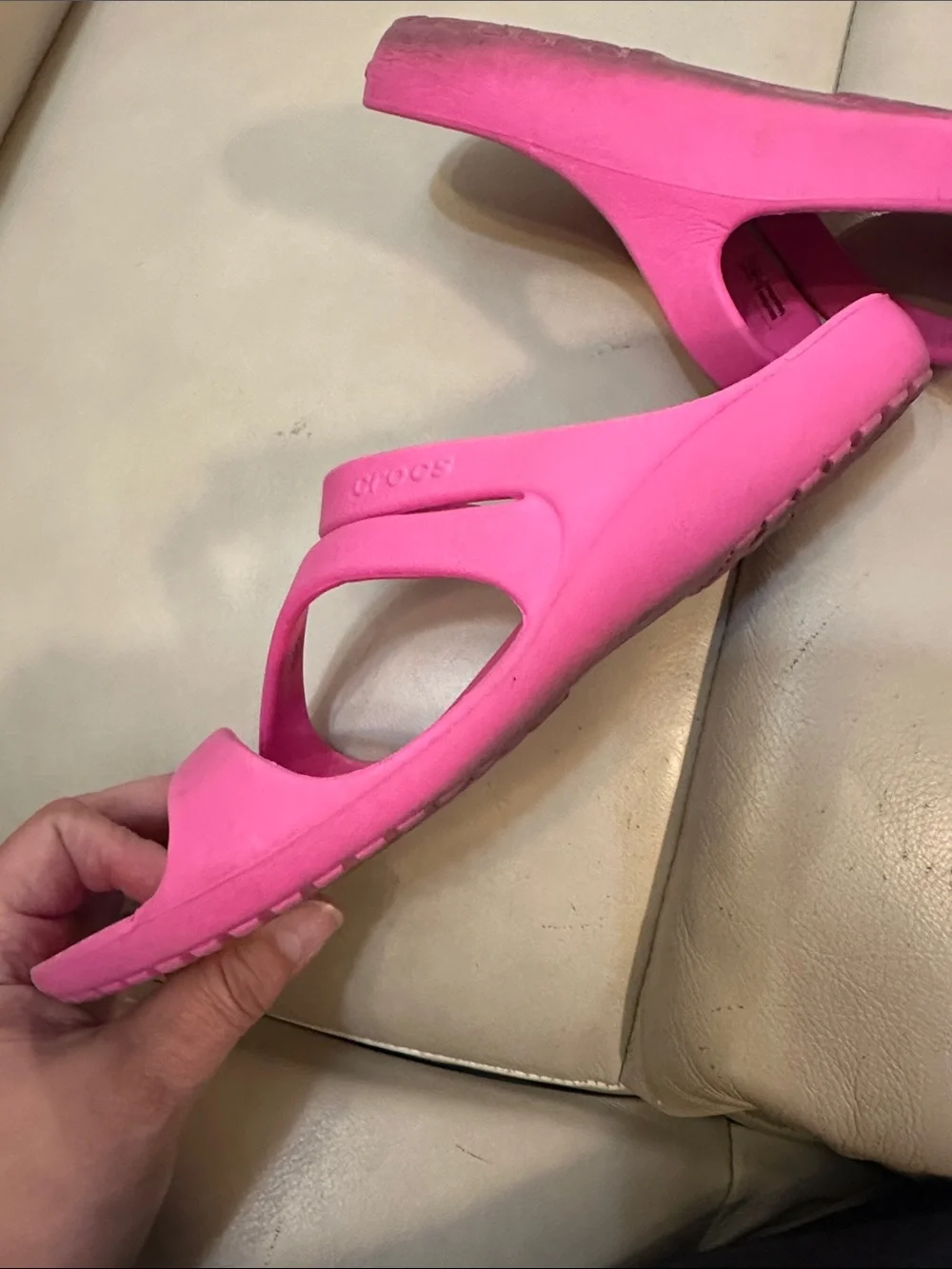 CROCS Swiftwater Hot Pink Triple Strap Slide Sandals Women's Size 9